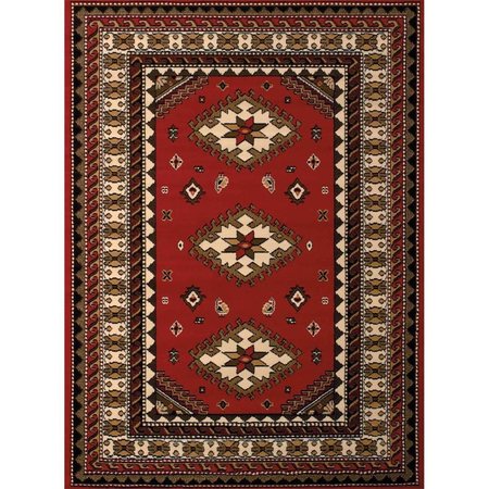 RLM DISTRIBUTION 5 ft. 3 in. x 7 ft. 2 in. Dallas Tres Area Rug, Red HO2625498